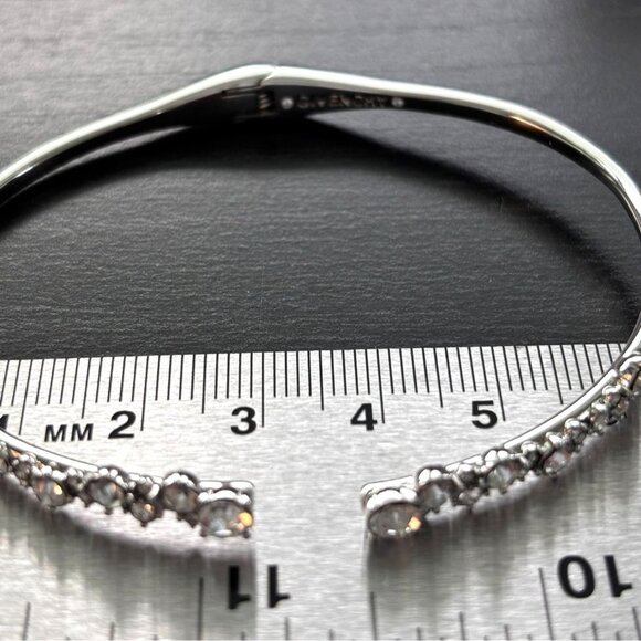 Givenchy Silver-Tone Crystal-Accented Open Bangle Bracelet For Women - Picture 6 of 7